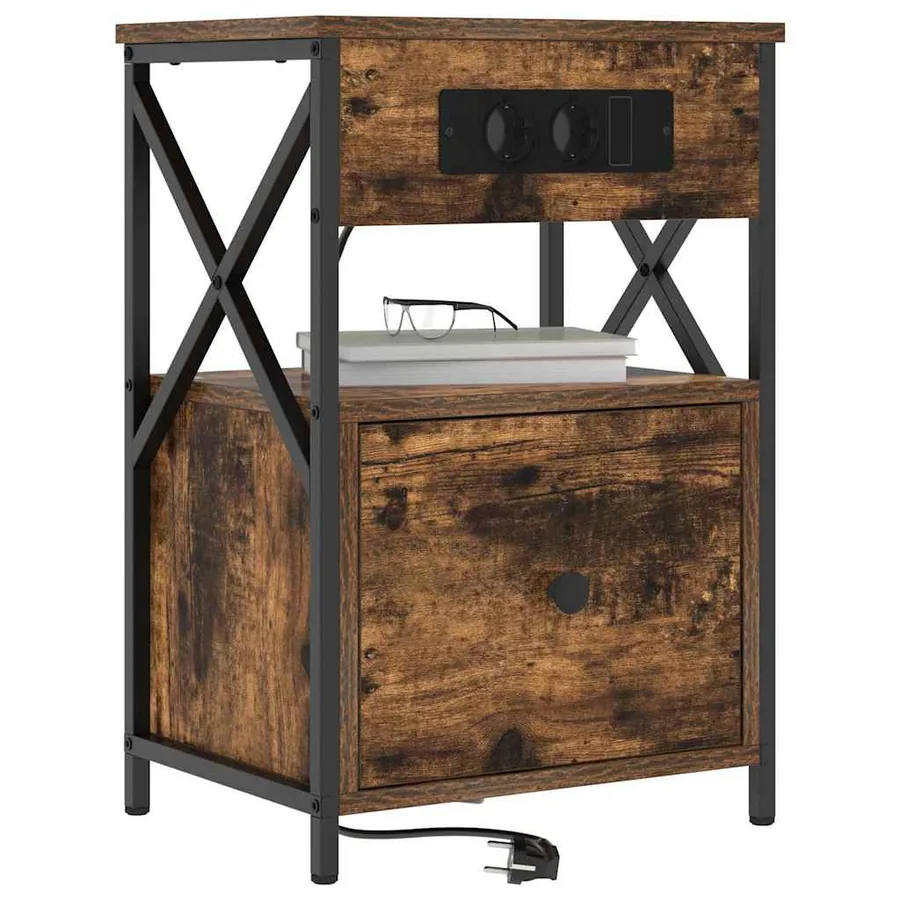 Cabinet de chevet Chêne fumé 40 x 31 x 60 cm Bois d'ingénierie - 3