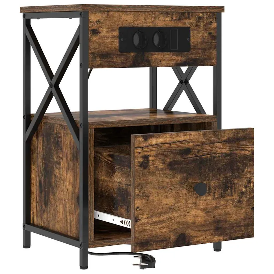 Cabinet de chevet Chêne fumé 40 x 31 x 60 cm Bois d'ingénierie - 5