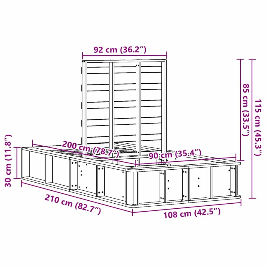 Cadre de lit Marron 90 x 200 cm Bois de pin massif - 12