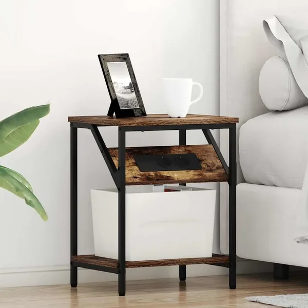 Cabinet de chevet 2 pcs Chêne fumé 38 x 30 x 48 cm