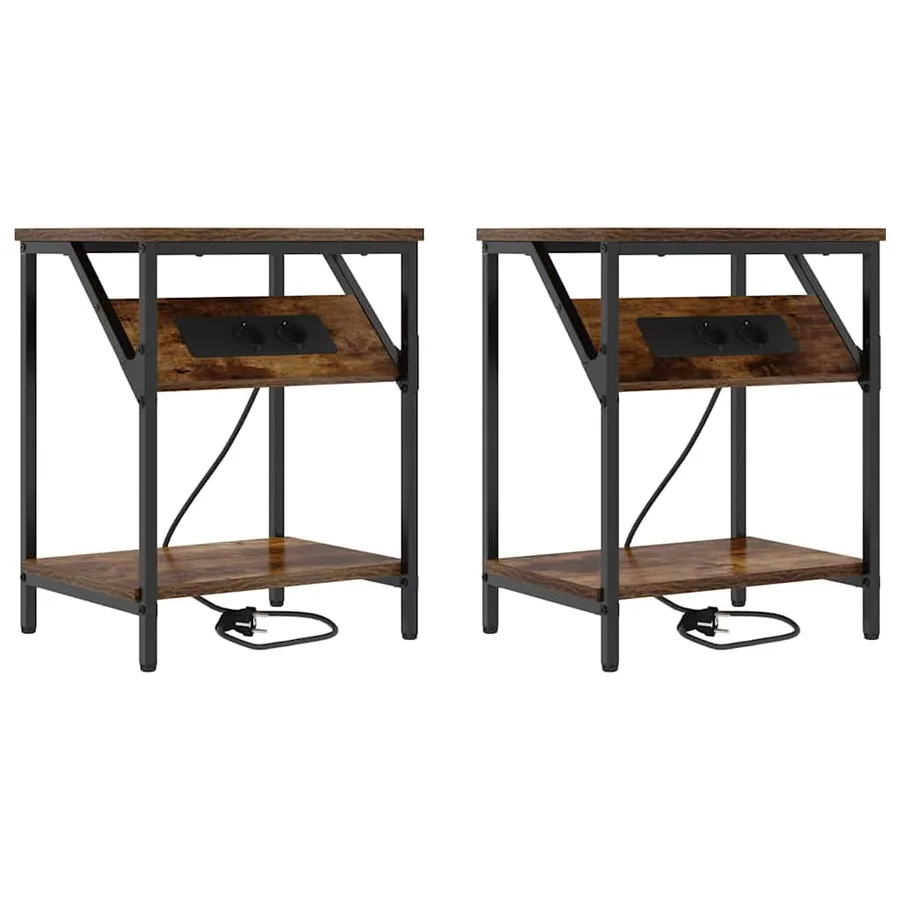 Cabinet de chevet 2 pcs Chêne fumé 38 x 30 x 48 cm - 2