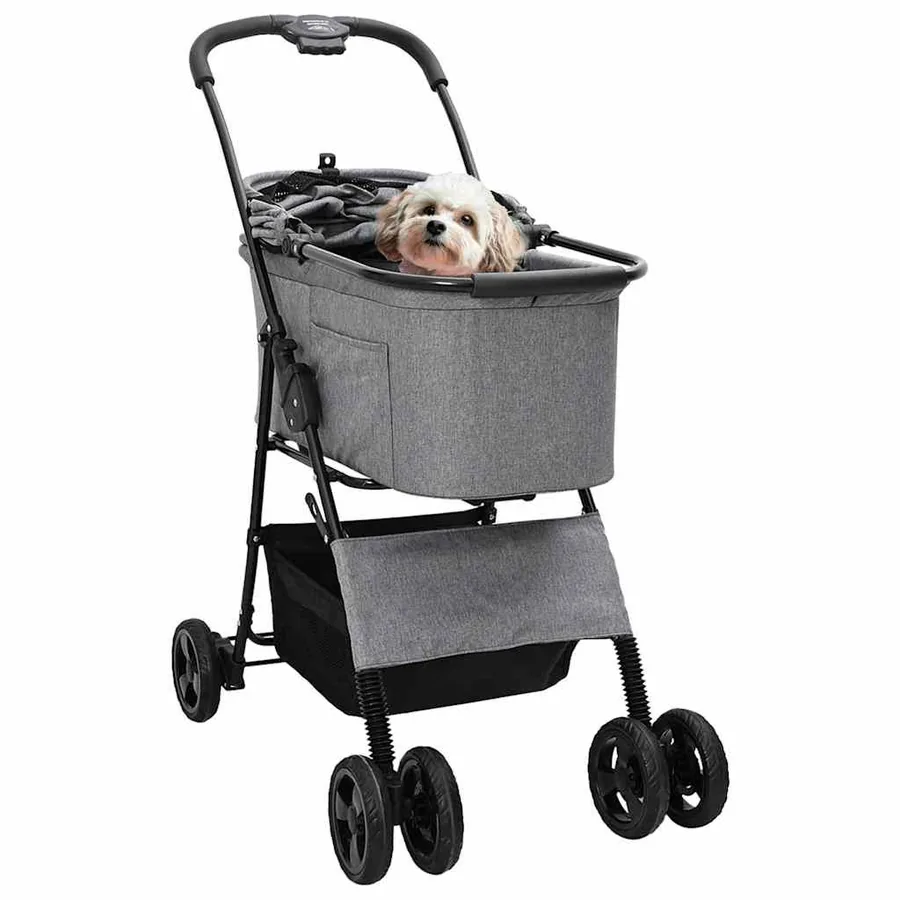 Poussette Pliante pour Animaux Gris 81 x 47 x 99 cm Polyester - 2