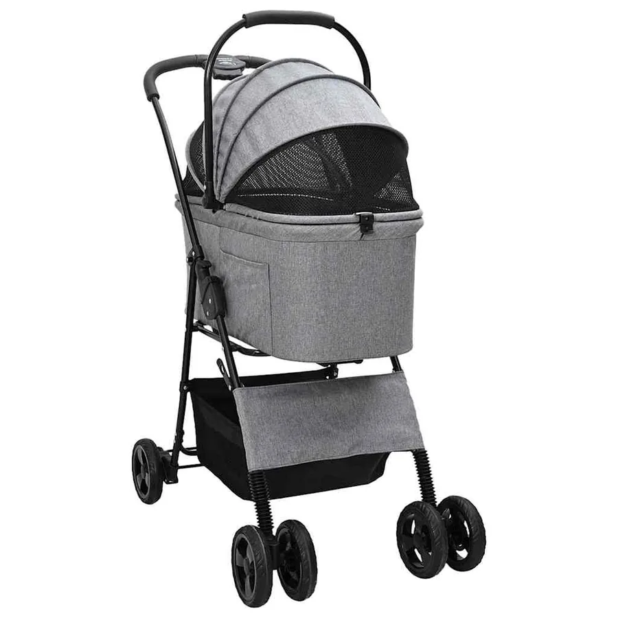Poussette Pliante pour Animaux Gris 81 x 47 x 99 cm Polyester - 3
