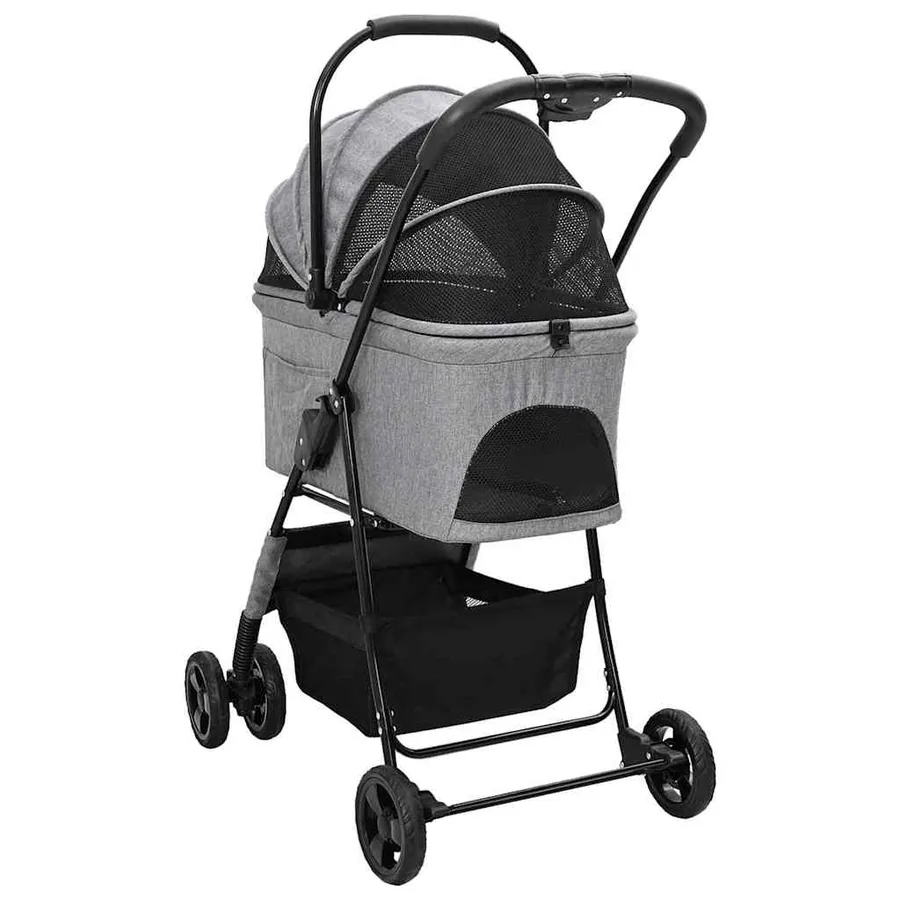 Poussette Pliante pour Animaux Gris 81 x 47 x 99 cm Polyester - 8