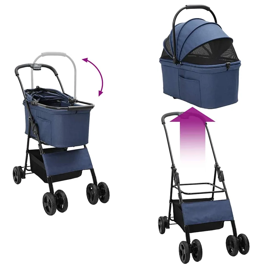 Poussette Pliante pour Animaux Bleu 81 x 47 x 99 cm Polyester - 11