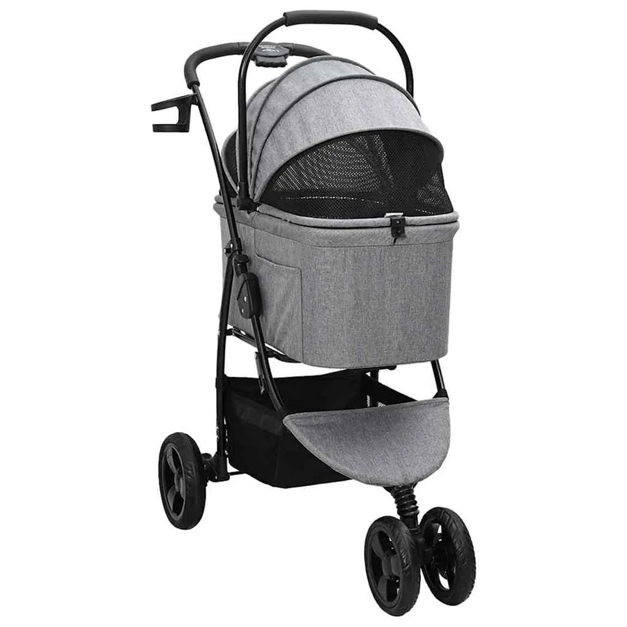 Poussette Pliante pour Animaux Gris 78 x 54 x 101 cm Polyester - 3