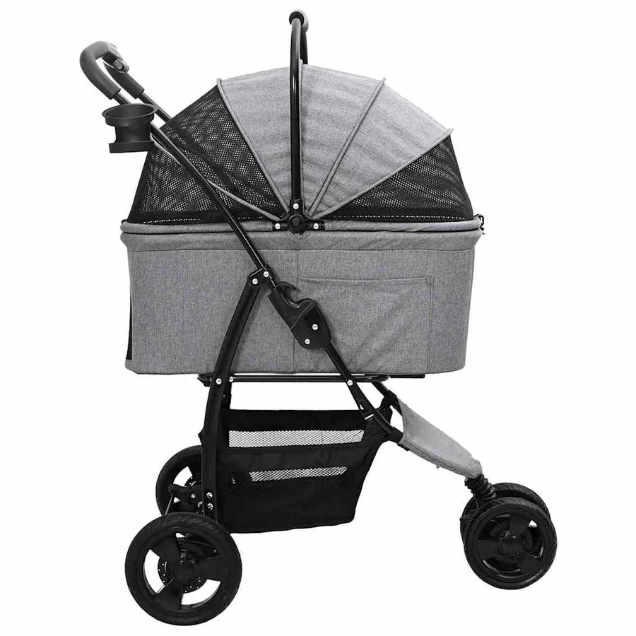 Poussette Pliante pour Animaux Gris 78 x 54 x 101 cm Polyester - 8