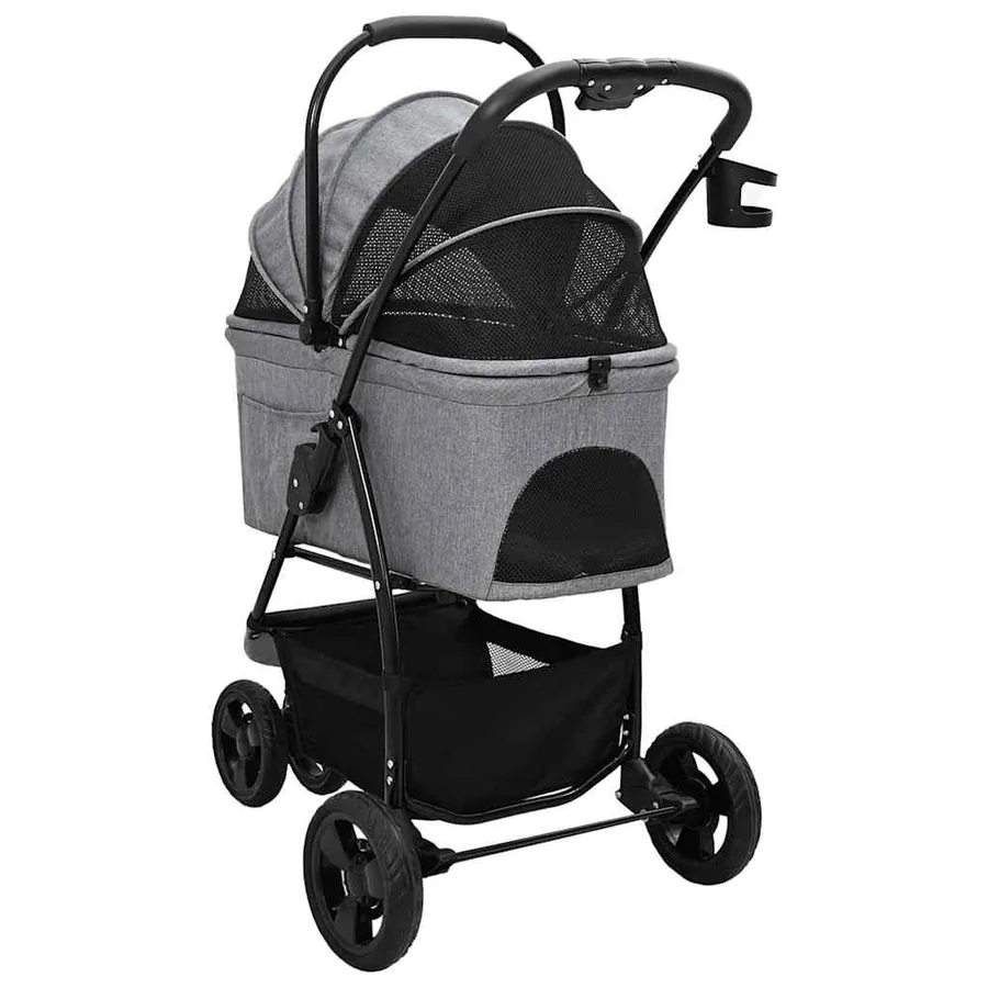 Poussette Pliante pour Animaux Gris 78 x 54 x 101 cm Polyester - 9
