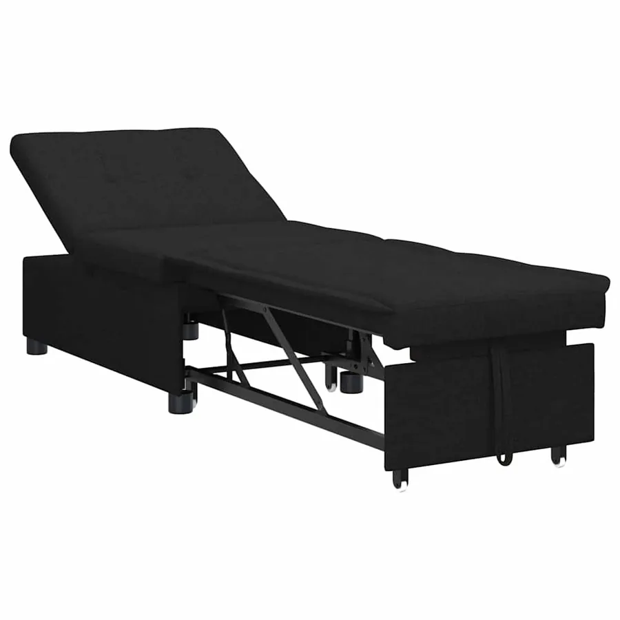 Canapé-lit escamotable Noir 194 x 50 x 82 cm tissu - 2