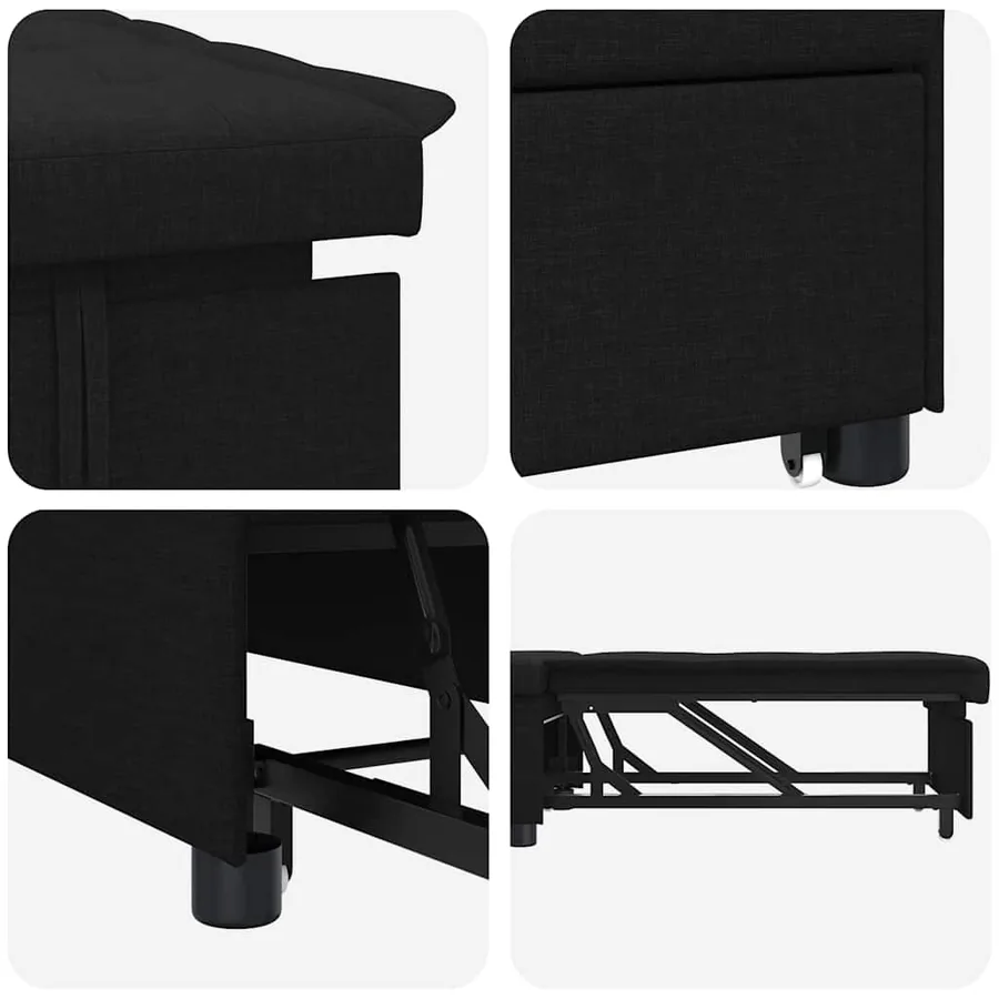 Canapé-lit escamotable Noir 194 x 50 x 82 cm tissu - 5