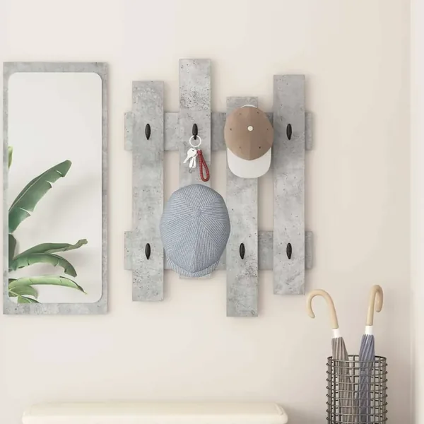 Porte-manteau mural Gris béton 60 x 3 x 82 cm Bois d'ingénierie