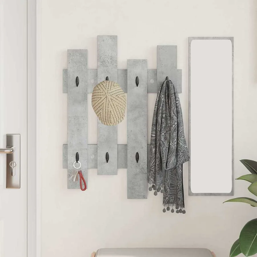 Porte-manteau mural Gris béton 60 x 3 x 82 cm Bois d'ingénierie - 4