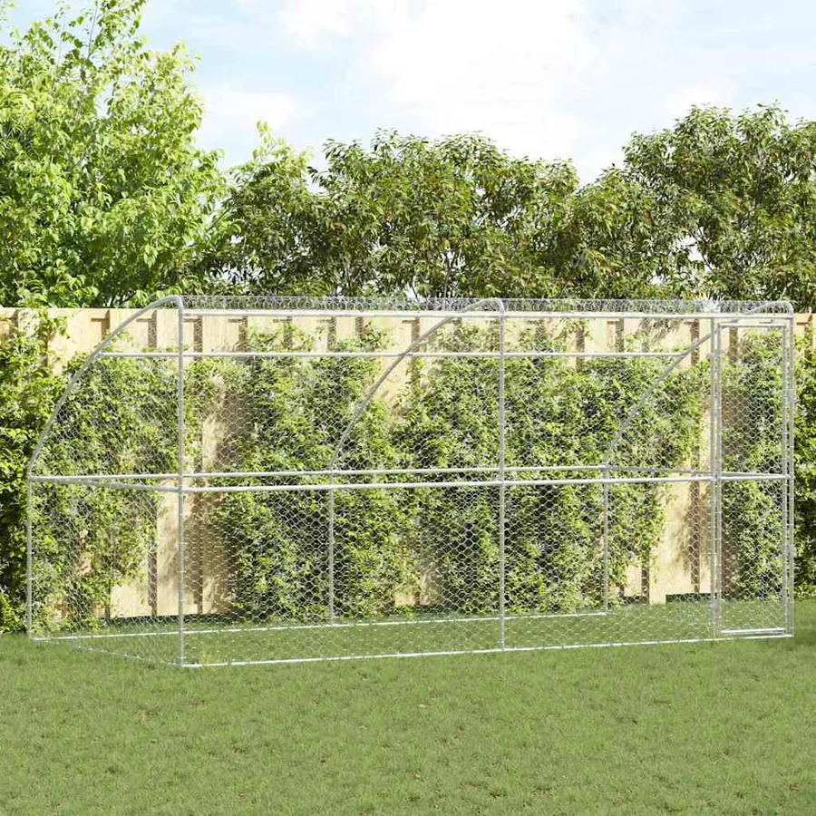 Kennel pour Chiens 2 pcs Argenté 4 x 2 x 2 m Acier galvanisé