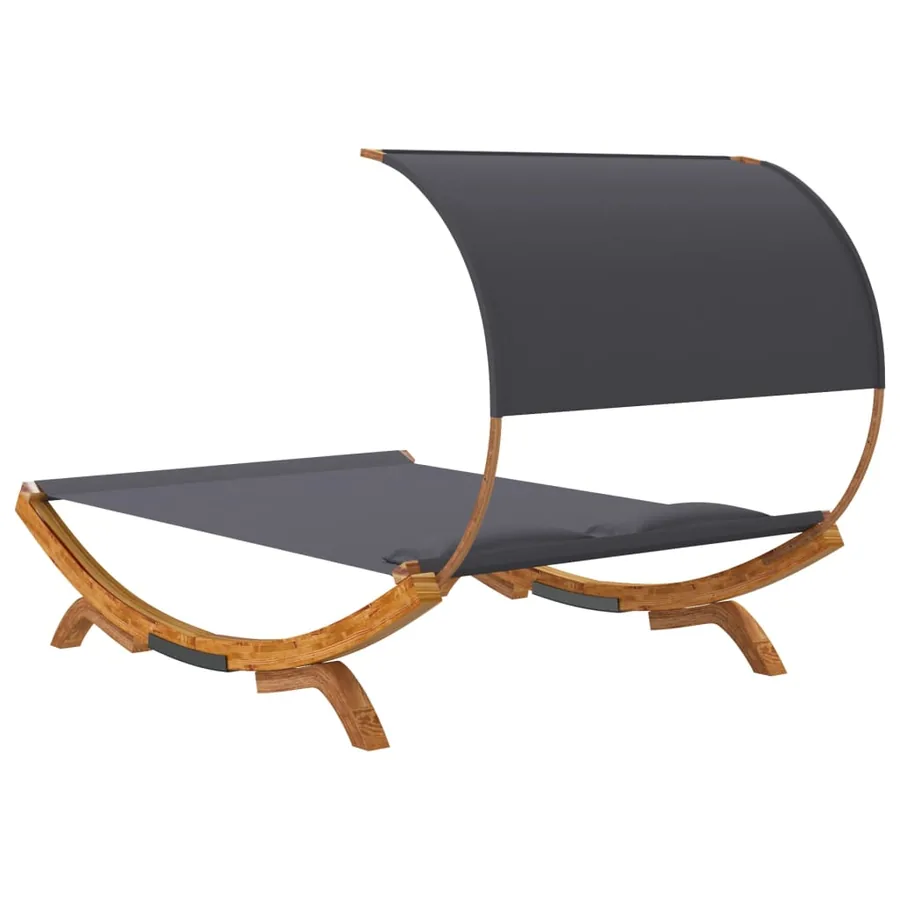 Lit repos et auvent 165x203x126 cm Bois courbé Anthracite - 5
