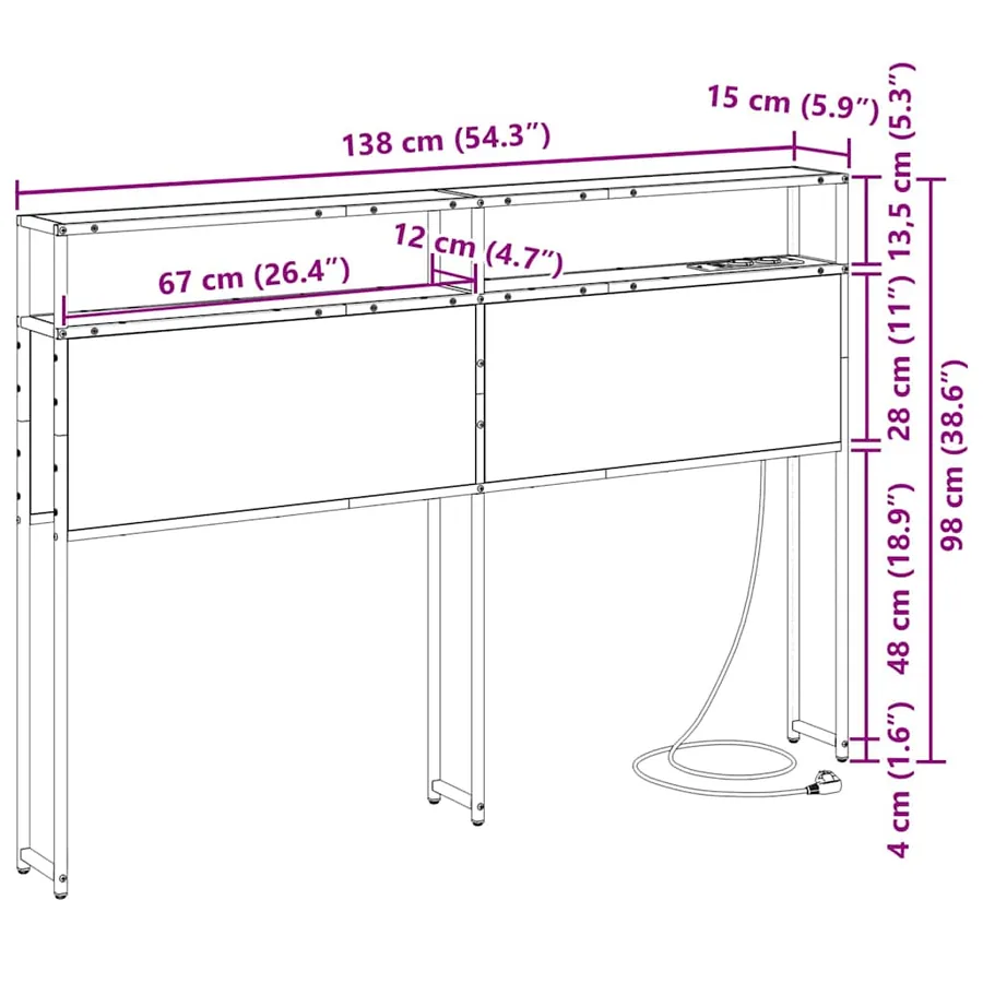 Tête de lit de rangement Chêne sonoma Bois d'ingénierie - 13