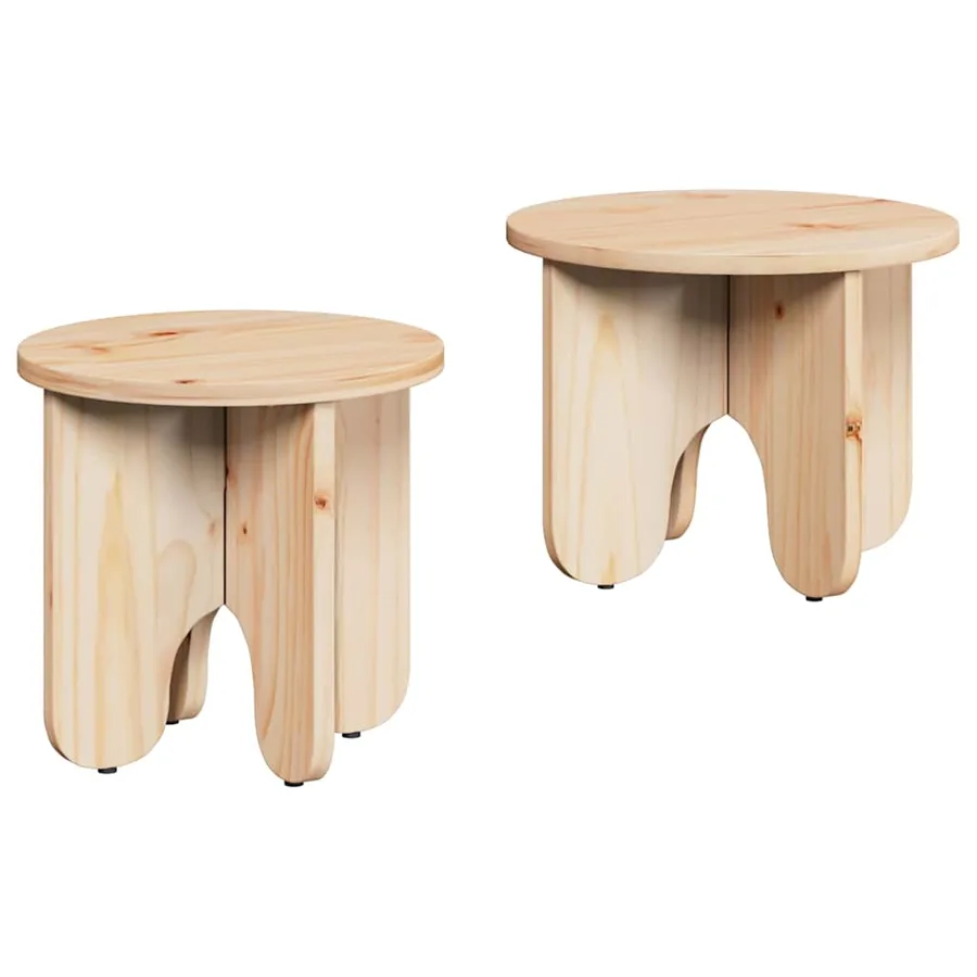 Table basse 2 pcs Naturel Bois de pin massif - 2