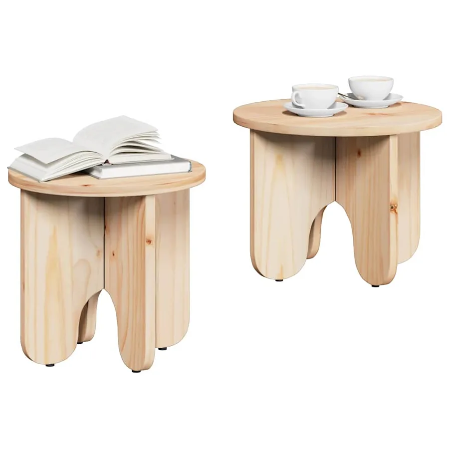 Table basse 2 pcs Naturel Bois de pin massif - 3