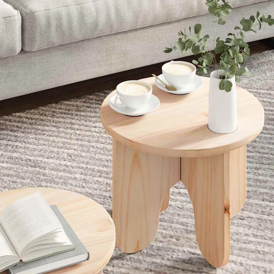 Table basse 2 pcs Naturel Bois de pin massif - 4