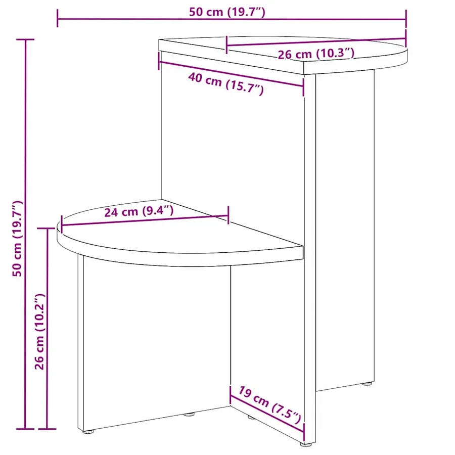 Table basse Naturel 50 x 40 x 50 cm Bois massif en pin - 11