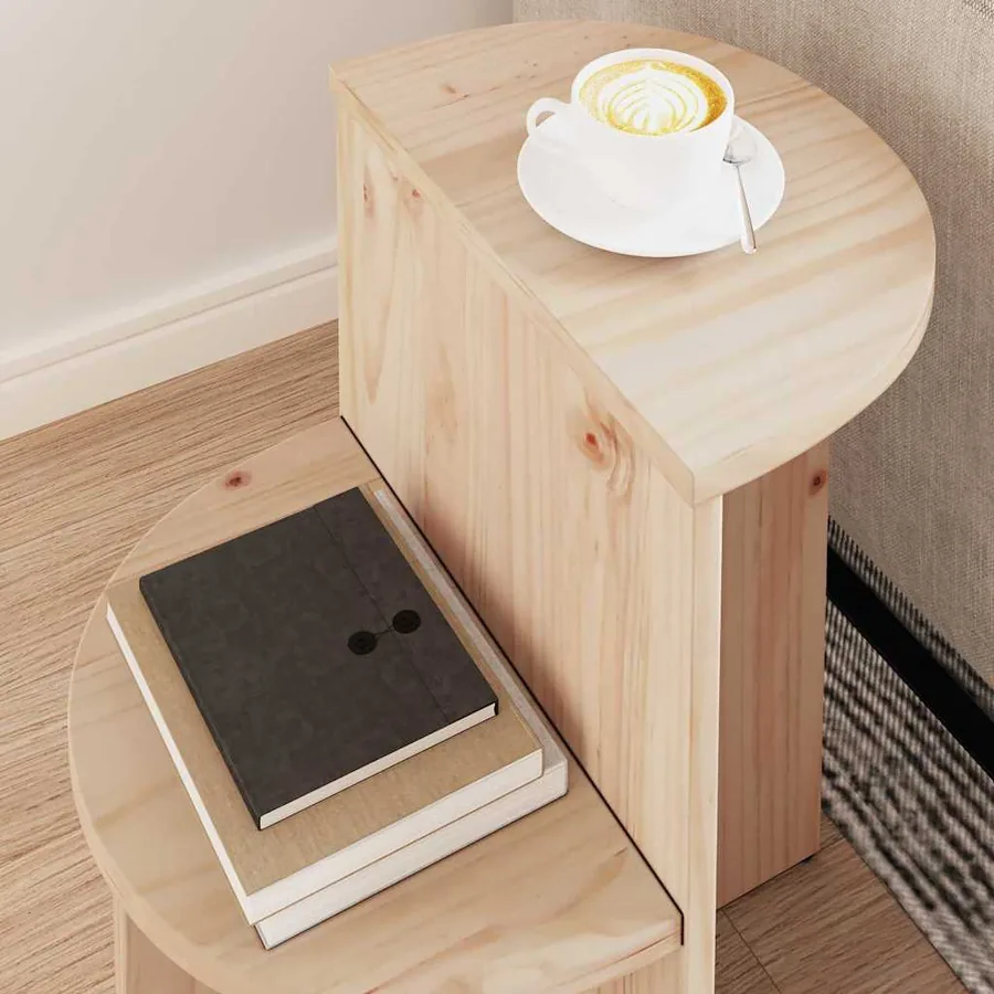 Table basse Naturel 50 x 40 x 50 cm Bois massif en pin - 4