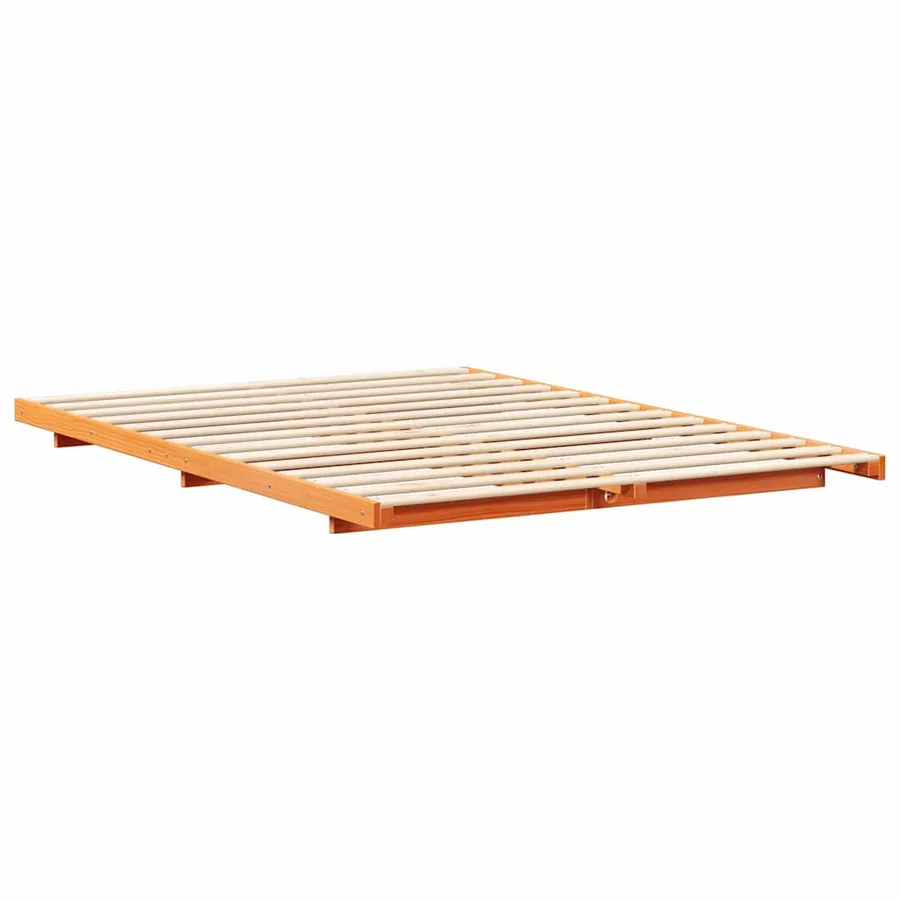 Cadre de lit Brun cire 140 x 220 cm Pin massif - 4