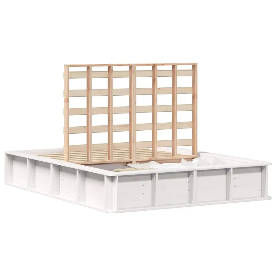 Cadre de lit Blanc 135 x 190 cm Bois de pin massif - 2