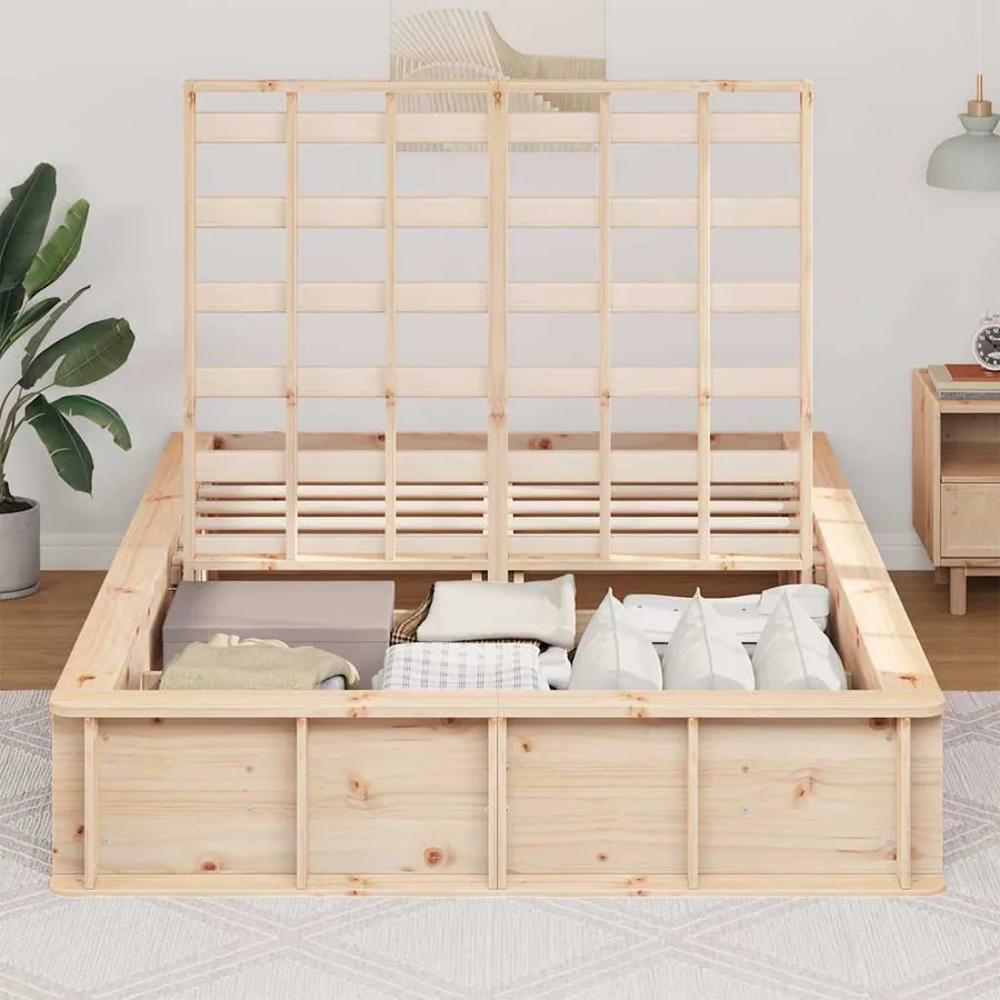 Cadre de lit Marron 120 x 190 cm Bois de pin massif - 3