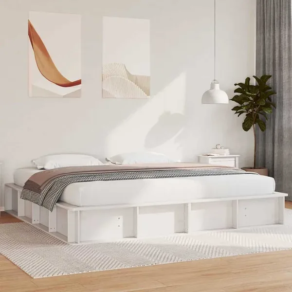 Cadre de lit Blanc 200 x 200 cm Bois de pin massif