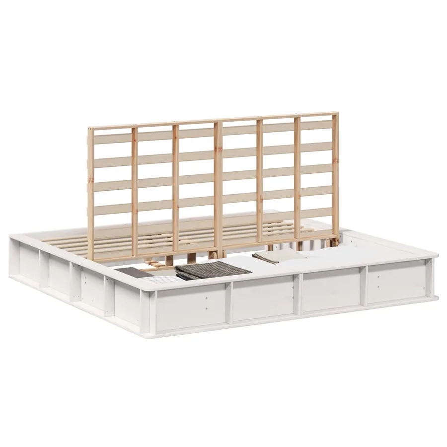 Cadre de lit Blanc 200 x 200 cm Bois de pin massif - 2
