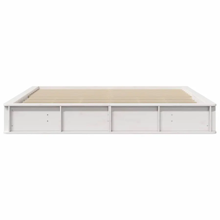 Cadre de lit Blanc 200 x 200 cm Bois de pin massif - 5