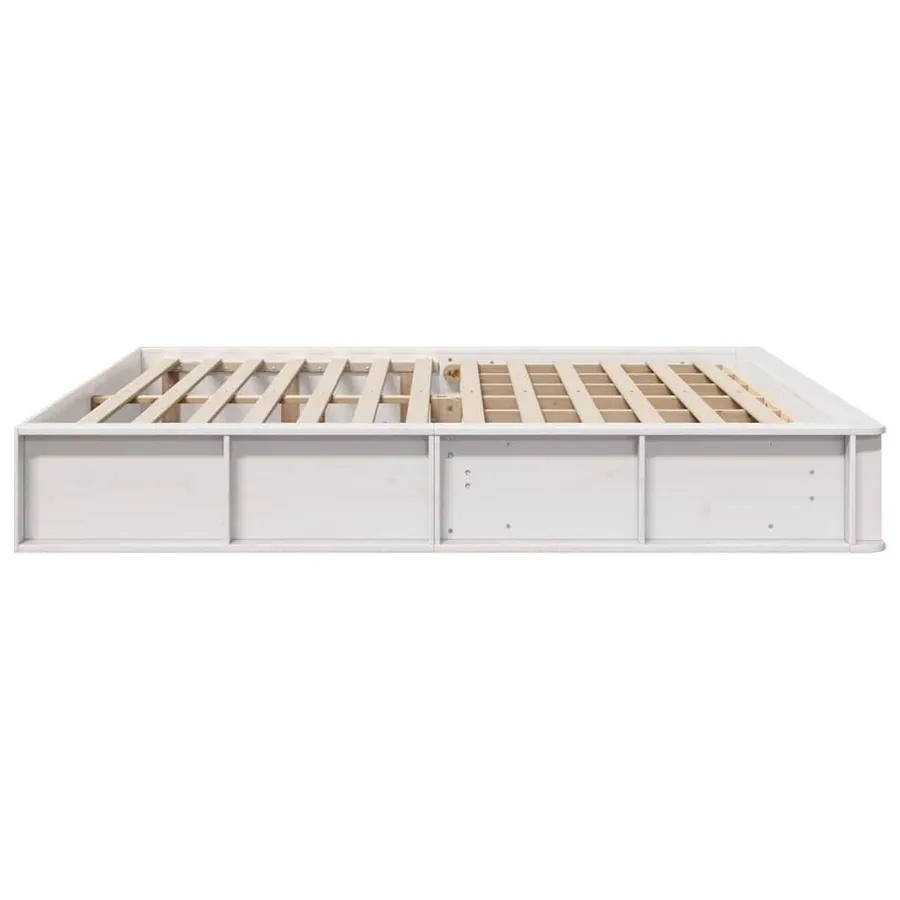 Cadre de lit Blanc 200 x 200 cm Bois de pin massif - 6
