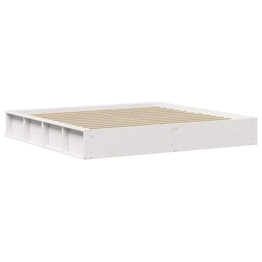 Cadre de lit Blanc 200 x 200 cm Bois de pin massif - 7
