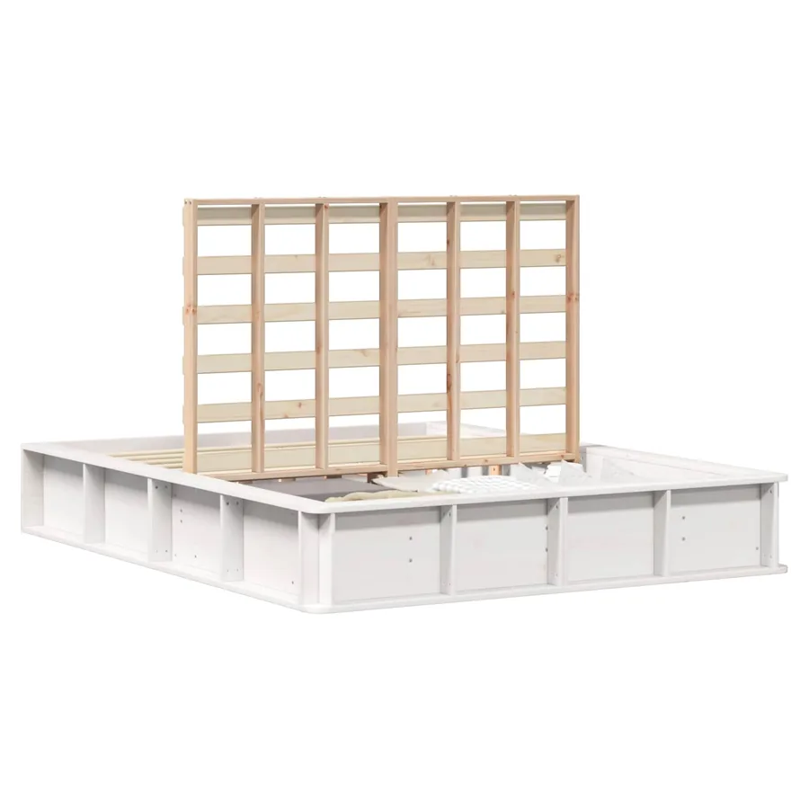 Cadre de lit Blanc 160 x 200 cm Bois de pin massif - 2