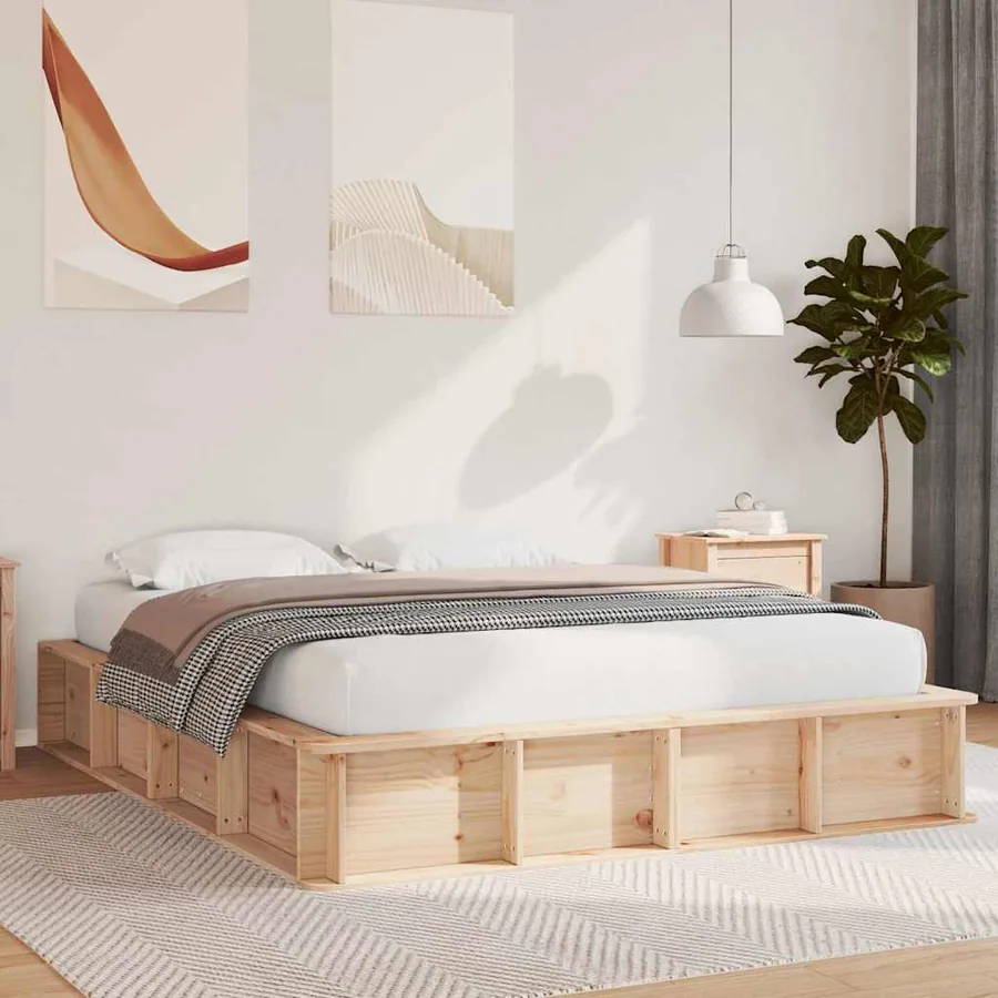 Cadre de lit Marron 150 x 200 cm Bois de pin massif