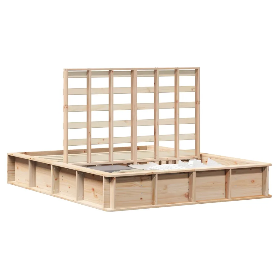 Cadre de lit Marron 150 x 200 cm Bois de pin massif - 2