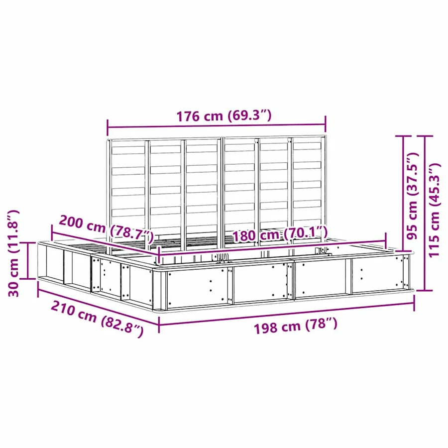 Cadre de lit Marron 180 x 200 cm Bois de pin massif - 12