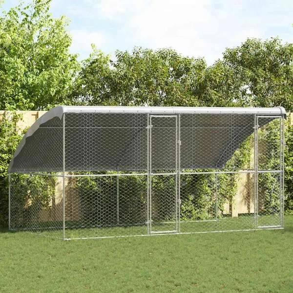 Kennel pour Chiens 2 pcs Argenté 4 x 2 x 2 m Acier galvanisé