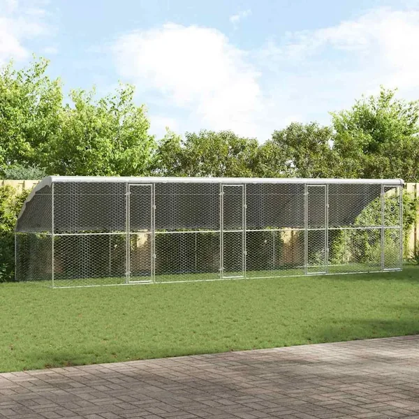 Kennel pour Chiens 4 pcs Argenté 8 x 2 x 2 m Acier galvanisé