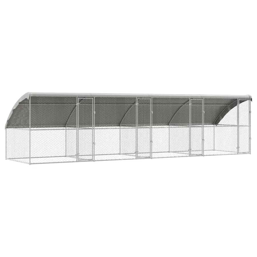 Kennel pour Chiens 4 pcs Argenté 8 x 2 x 2 m Acier galvanisé - 2