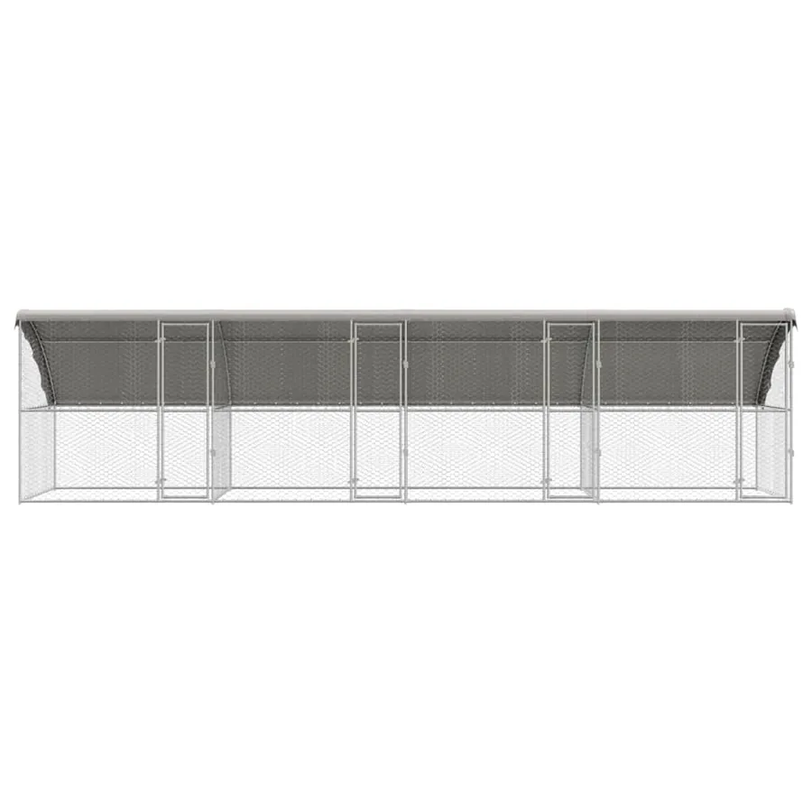 Kennel pour Chiens 4 pcs Argenté 8 x 2 x 2 m Acier galvanisé - 4