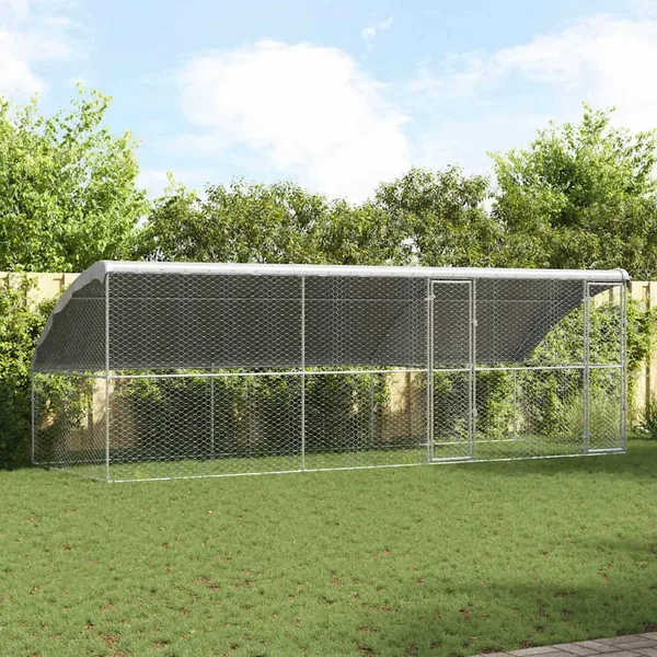 Kennel pour Chiens 3 pcs Argenté 6 x 2 x 2 m Acier galvanisé