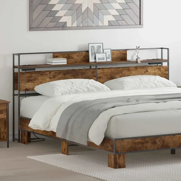 Tête de lit de rangement Chêne fumé Bois d'ingénierie