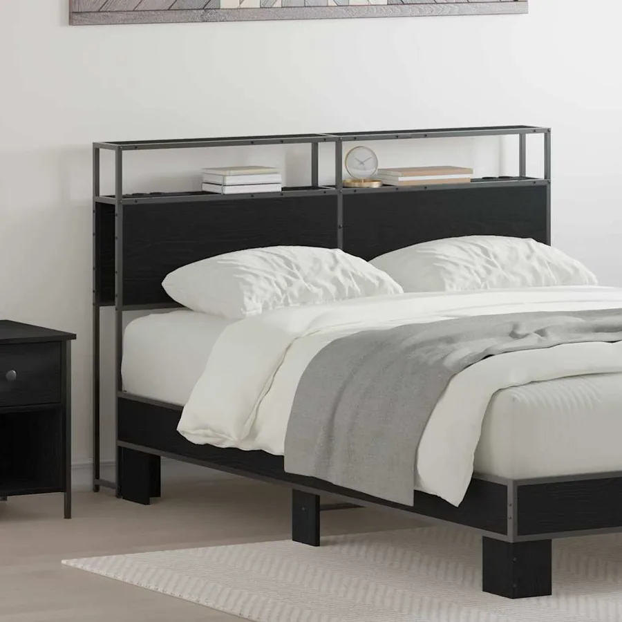 Tête de lit de rangement Chêne noir Bois d'ingénierie