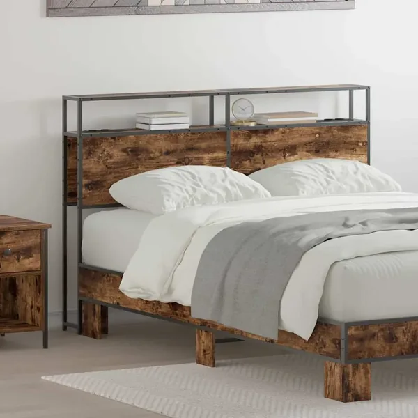 Tête de lit de rangement Chêne fumé Bois d'ingénierie