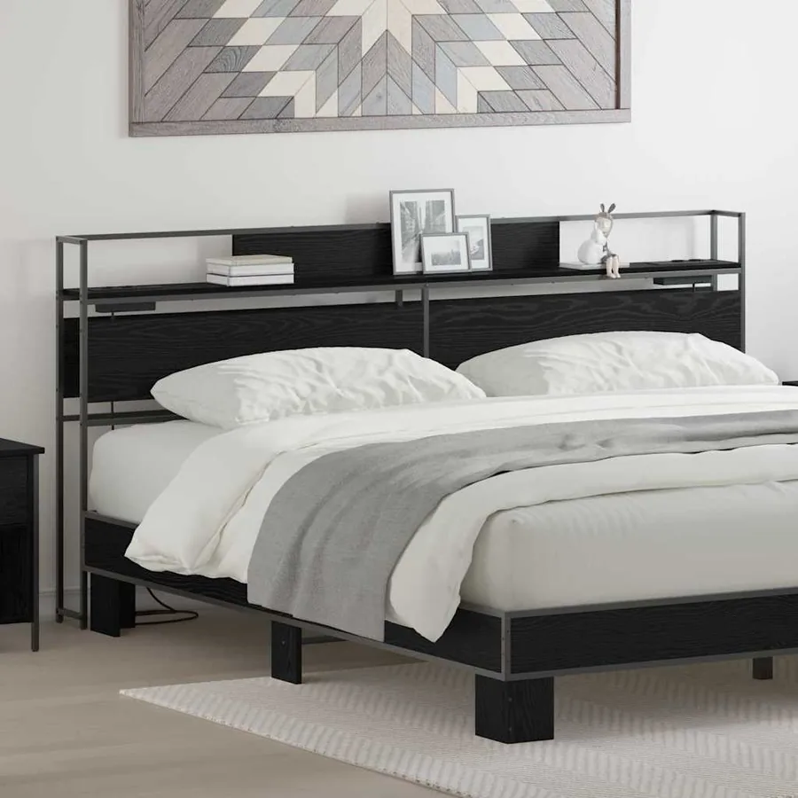 Tête de lit de rangement Chêne noir Bois d'ingénierie