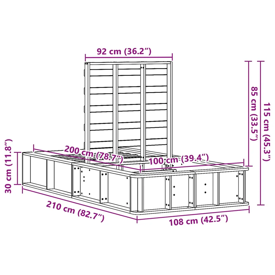 Cadre de lit Blanc 100 x 200 cm Bois de pin massif - 12