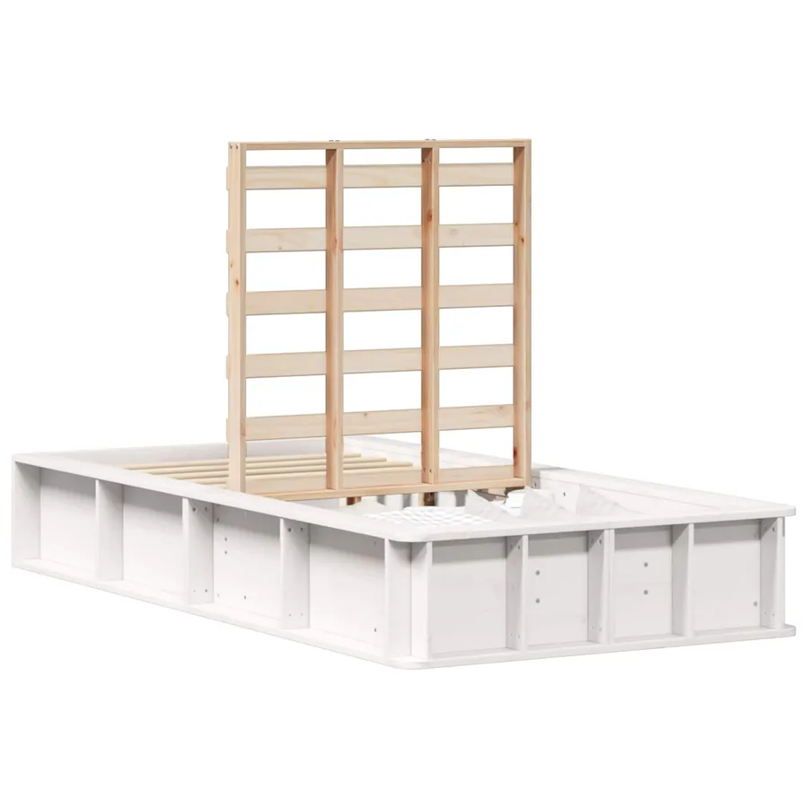 Cadre de lit Blanc 100 x 200 cm Bois de pin massif - 2