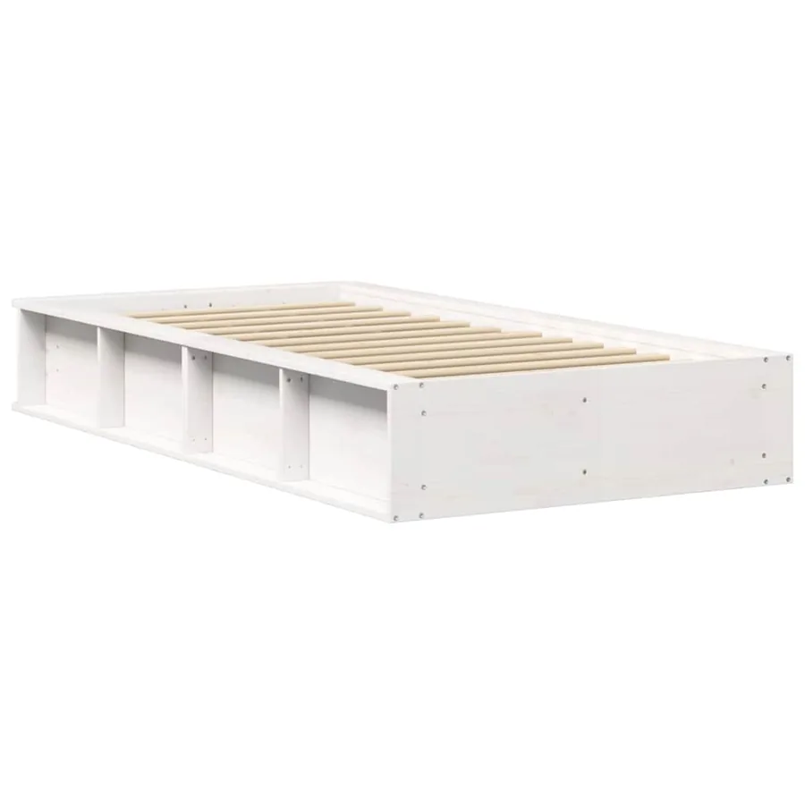 Cadre de lit Blanc 100 x 200 cm Bois de pin massif - 7