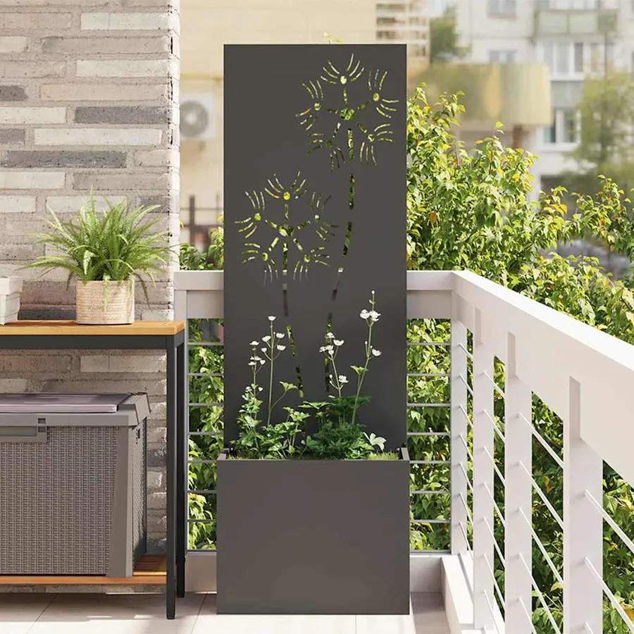 Écran de confidentialité de jardin Floral Noir 50 x 32 x 150 cm