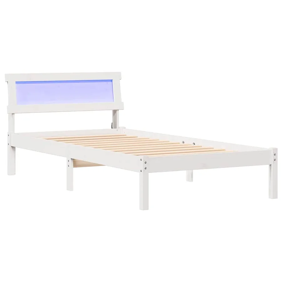 Cadre de lit avec tête de lit Blanc 75 x 190 cm Pin massif - 2